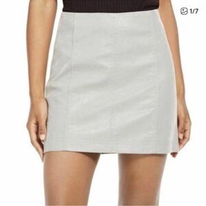 Free People Modern Femme Faux Leather Vegan Mini Skirt Hemp Gray NEW with Tags 0